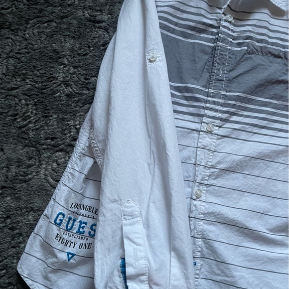 GUESS Kids White Button Down Shirt L (16/18) - Picture 5 of 8